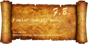 Famler Benjámin névjegykártya
